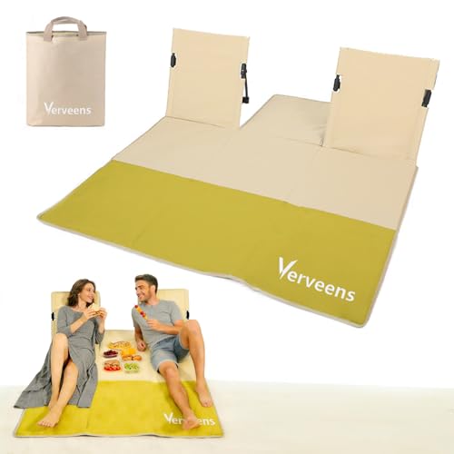 Verveens 2-Person Portable Beach Lounge Chair with Carry Bag - Lightweight Outdoor Picnic Mat with Back Support for Beach ...