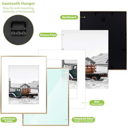 Golden State Art, 16x20 Gold Picture Frame Displays Photo 11x14 with Mat or 16 x 20 Without Mat for Wall Mounting, Classic...