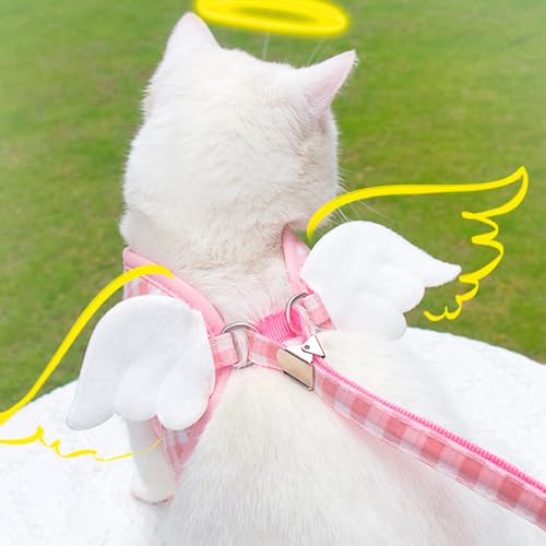 Dog Harness and Leash Set with Angle Wings,Pet Adjustable Mesh Vest Harness with Wings and Bow for Small Medium Dogs Cats_...