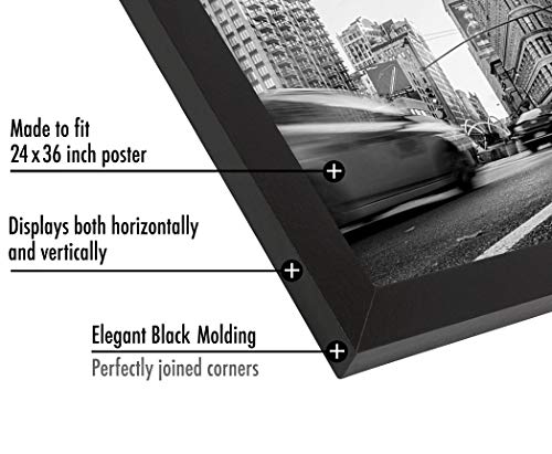Americanflat 24x36 Poster Frame with Polished Plexiglass - Black Picture Frame - Wide Photo Frames Made of Engineered Wood...