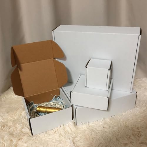 6x5x3 inch Shipping Boxes, White Corrugated Cardboard Box Literature Mailing Shipping Packaging Recyclable Storage Boxes a...