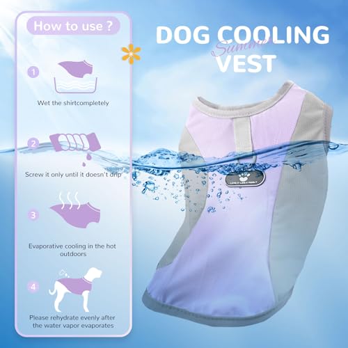 AXIIJGL Dog Cooling Vest with D-Ring Dog Tshirt Sun Protection Small Puppy Clothes for Girls Boys Stretchy Shirts for Dogs...