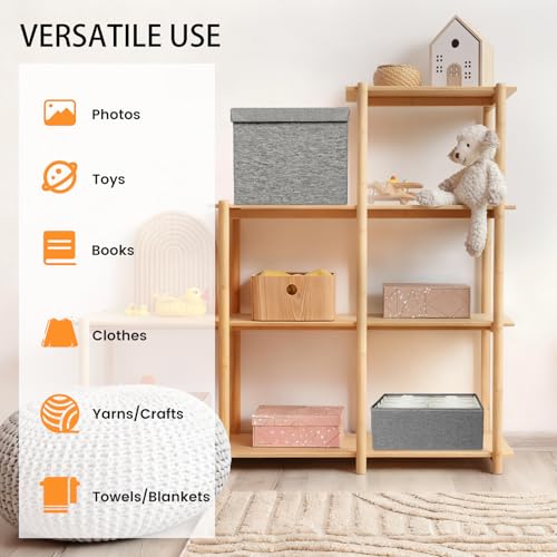 Himake Decorative Photo Storage Box - Linen Photo Box Organizers with Dividers, Fits Holds Up to 1700 Photos in 5x7 inch S...