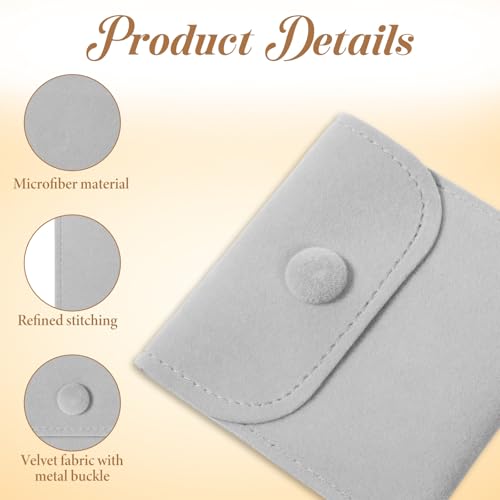 Tweruna 12 PCS Microfiber Jewelry Pouch, 8×8cm Small Jewelry Pouch, Snap Button Small Gift Pouches for Travel, Storage and...