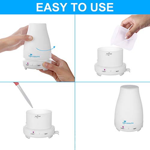 Diffuserlove 2 Pack 200ml Essential Oil Diffuser Ultrasonic Aromatherapy Diffuser Cool Mist Humidifiers with 7 Color LED L...