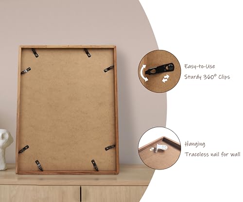 Gdfmsc 11x14 Picture Frame with Mat for 5x7/8x10, Natural Walnut Wood Handcrafted Rounded Corner with Real Glass, Vertical...