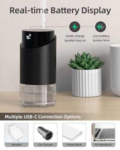 Waterless Essential Oil Diffuser Aromatherapy Scent Diffusers for Home Large Room, Car, Office, Desk, Mini Battery Operate...