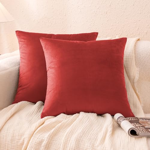 Amazon Basics Velvet Throw Pillow Covers, Soft Decorative Square Cushion Cases Modern Home Decor for Sofa, Couch, Bed, 18...