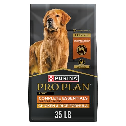 Purina Pro Plan Complete Essentials Shredded Blend Chicken and Rice Dog Food Dry Formula with Probiotics for Dogs - 35 lb....