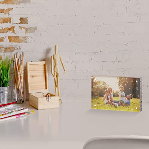 AITEE 4x6 Acrylic Picture Frames 3 Pack, 20% Thicker Block, Clear Picture Frames Freestanding Double Sided Magnetic Acryli...