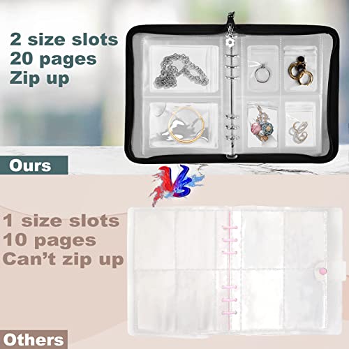 Travel Jewelry Organizer Transparent Jewelry Storage Book Set with Anti-oxidation Pocket Traveling Necklace Earring Organi...