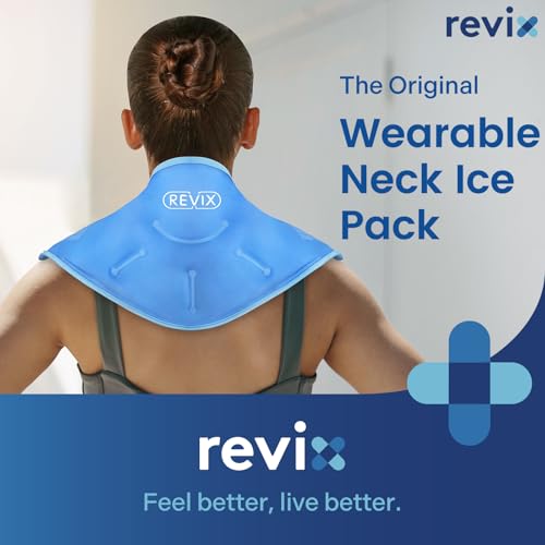 REVIX Neck Ice Pack Wrap – Reusable Hot Cold Gel Pack for Neck and Shoulder, Large Flexible Design with Soft Plush Lining,...