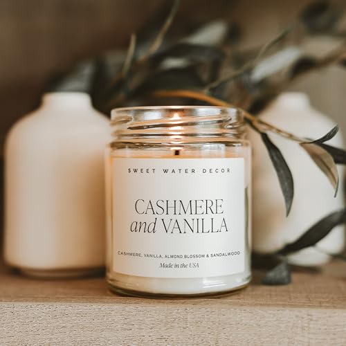 Sweet Water Decor Cashmere and Vanilla Soy Candle - Jasmine, Soft Cashmere, Sandalwood, Vanilla Scented Spring Candle for ...
