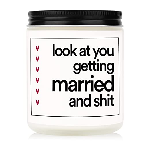 BaubleDazz Funny Wedding Gifts, Bachelorette & Bridal Shower Gift for Bride, 7oz Lavender Scented Soy Wax Candle, Bride to...