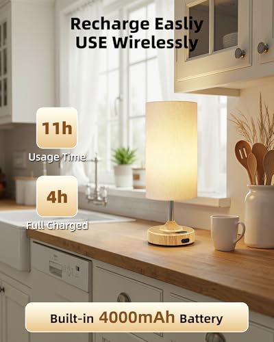 EZVALO Cordless Table Lamp, Ambient Light, Dimmable, Touch, Timer, 2700K, Bedroom, Portable, LED, Wireless, Rechargeable, ...