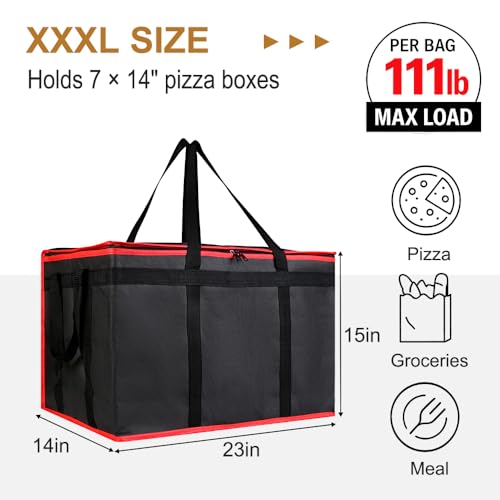 mosago Insulated Food Delivery Bag - Reusable Thermal Cooler Grocery Bags for Catering&Delivery, Pizza Carrier for Events,...