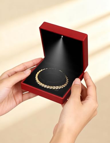 Hatori Luxury Bracelet Box, Velvet Jewelry Bangle Box Storage Case Organizer Holder with LED Light for Wedding, Engagemen...