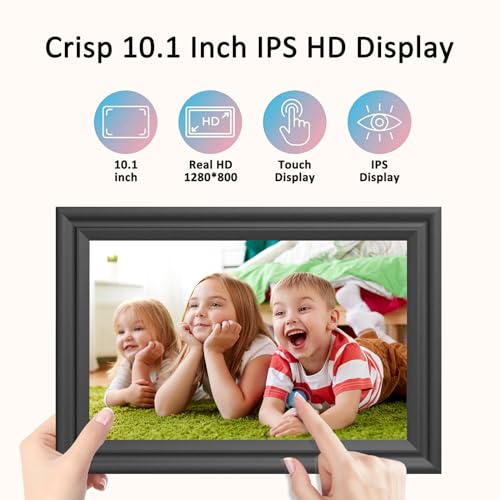 Digital Picture Frame WiFi 10.1 Inch Digital Photo Frame, Electronic Picture Frame, 16GB Storage, Auto-Rotate, IPS Touch S...