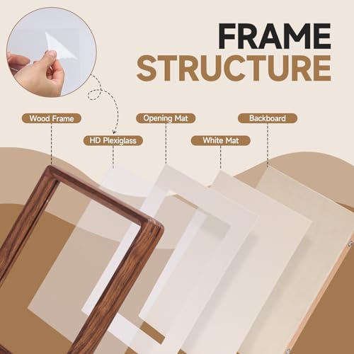 Solid Walnut Mini Picture Frame, Small Wood Photo Frame with Decorative Joinery Corners, Instax & Polaroid, Tabletop Displ...