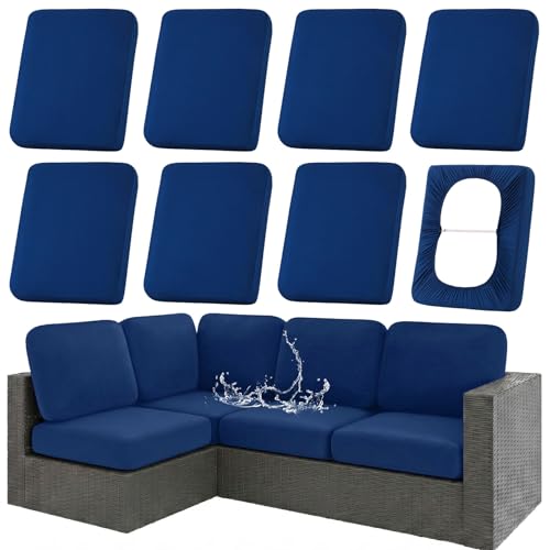 hyha Waterproof Outdoor Cushion Covers for Patio Furniture, Stretch Patio Chair Cushion Slipcovers, Coated UV Resistant Re...
