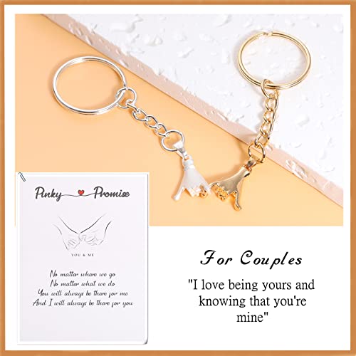 2Pcs Pinky Promise Keychains for Couples, Valentine Gifts for Girlfriend Boyfriend Best Friends, Bff Friendship Keychains