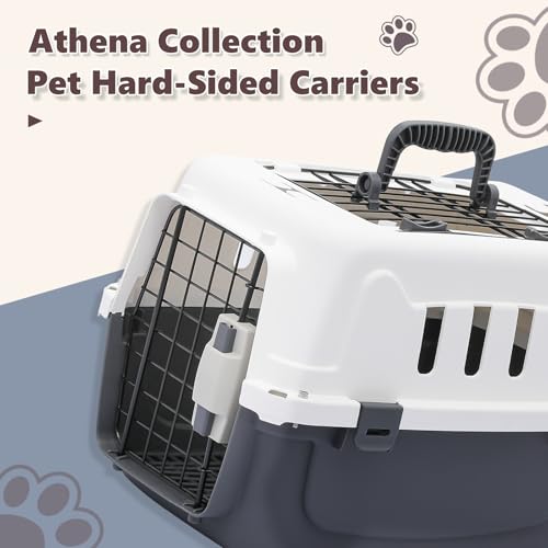 Athena Collection 18" Hard-Sided Travel Pet Carrier for Small Dogs and Cats, Plastic Dog Carriers with 2-Door Top & Front ...