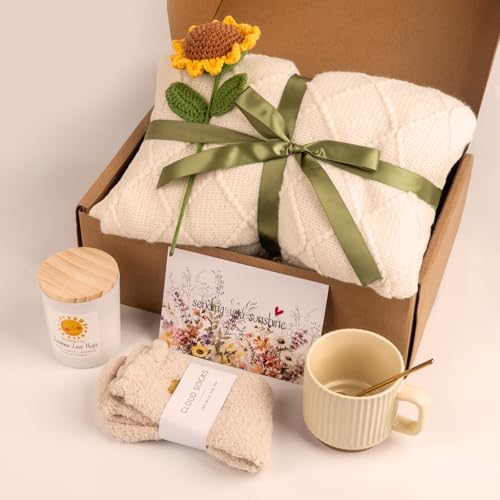 Anforsun Sending Sunshine Sunflower, Thinking of You Care Package Unique Gift Baskets for Women, Best Friend Birthday and ...