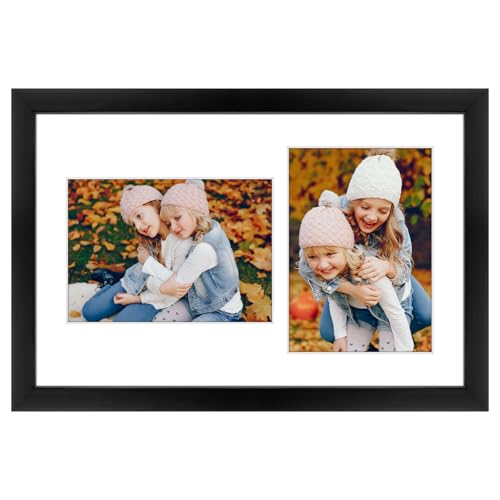 Golden State Art, 5x7 Collage Picture Frame - Solid Wood with Tempered Glass - 9x14 Multi Picture Frame - Displays (2) 5"x...