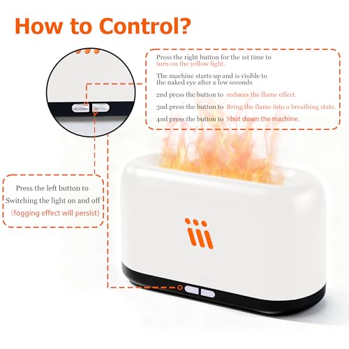 Flame Diffuser for Essential Oils, 180ml Aromatherapy Diffuser with Flame Effect, Quiet Cool Mist Humidifier, Auto-Off, Sm...