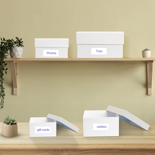 NOVELTYBOXUSA Set of 6 White Nesting Gift Boxes with Lids & Ribbon – Stackable Square Wedding, Birthday, Bridesmaid, Propo...