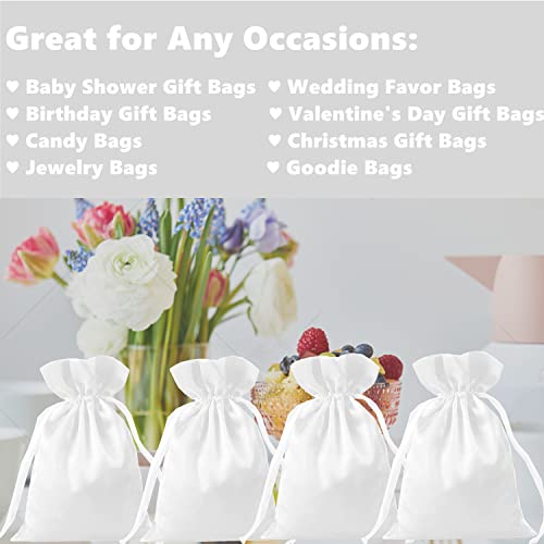 Gbateri 35 Pack 5x7 Inch White Small Gift Bags Wedding Party Favor Bags, Jewelry Pouches - Drawstring Pouch Bags - Baby Sh...