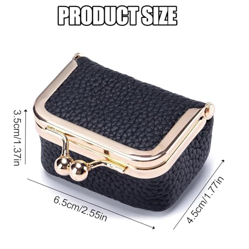 KLESZZYD Genuine Leather Mini Jewelry Box & Coin Purse for Women, Travel Jewelry Case with Kiss Lock, Holds Earrings, Ring...