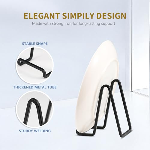 DIDUDIDU Plate Holder Easel Display Stand - Metal Plate Stands for Display - Tabletop Picture Stand - Black Iron Easels fo...