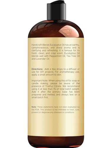 Handcraft Blends Eucalyptus Essential Oil - Huge 16 Fl Oz - for Candle Making, Soap Making, Diffusers, and Aromatherapy