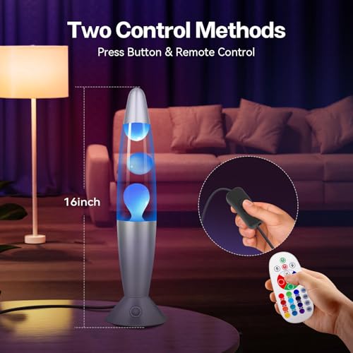 Lazzgan 17 Color Changing LED Liquid Motion Lamp: 16 inches Night Lights with Remote Control, Home Decoration Mood Lightin...