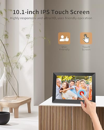 Frameo Digital Picture Frame, 10.1 Inch Smart WiFi Photo Frame with 1280x800 HD IPS Touch Screen, Auto-Rotate, Wall Mounta...