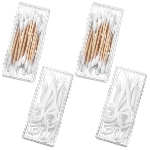 4PCS Cotton Swab Holder for Travel, Floss Picks Case, Portable Small Dental Floss Holders, Cotton Swab Boxs Travel Storage...