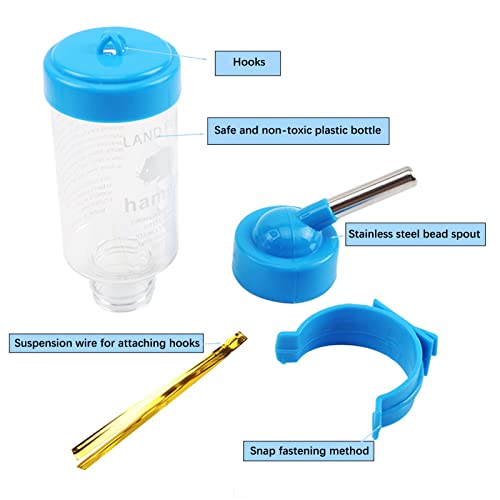 3 Pack Hamster Water Feeder Bottle, 125 ml No-Drip Small Animals Water Dispenser, Pet Hanging Water Bottle for Guinea Pig...