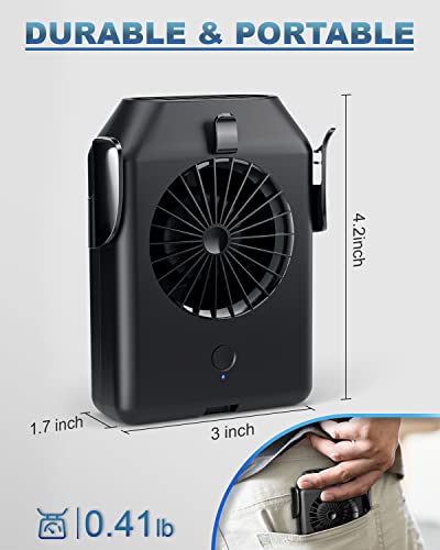 Stsase Portable Fan 10000mAh Rechargeable, Mini Waist Fan With Max 24H Working Time, 3 Speeds 5100RPM Strong Airflow Weara...