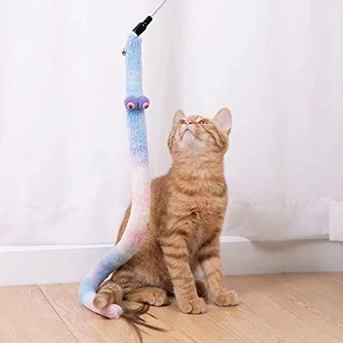 AZOFFYIU Cat Toys for Indoor Toys,Rainbow Cat Wand Toys,Feather Flips Plush Ball Cat Toys,Interactive Feather Toy for Teas...
