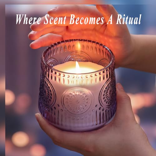 2 Pcs Soy Wax Scented Jar Candles Set, Sandalwood Sage & Citrus Lavender- Scented Candles for Home, 7.5oz Each, Up to 52 H...