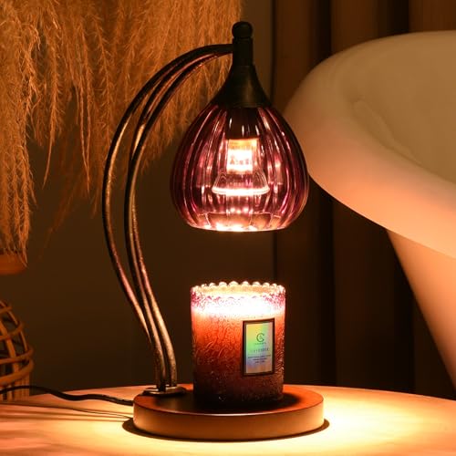 Candle Warmer Lamp with Timer Dimmer - Candle Light Warmer for Jar Candles with 2 Bulbs - Electric Candle Lamp Wax Warmer ...
