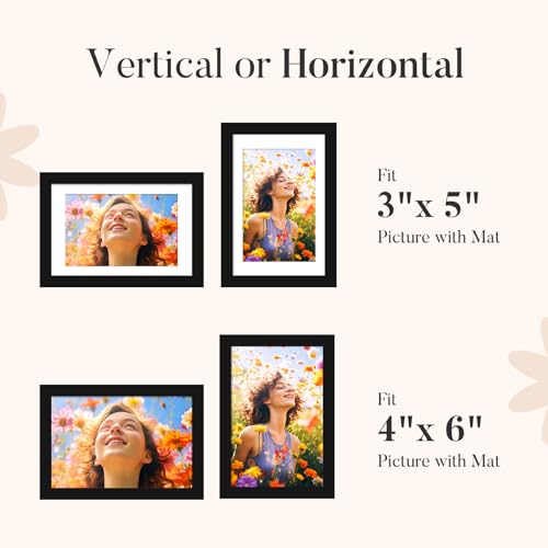 SYNTRIFIC 4x6 Picture Frame Set of 2,Display Pictures 3x5 with Mat or 4x6 Without Mat,Photo Frame for Wall Mounting or Tab...