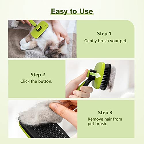 Pecute Self-Cleaning Slicker Brush for Dogs, Cats, Lightweight Dog Brush for Shedding Massaging Grooming, Cat Brush Gently...