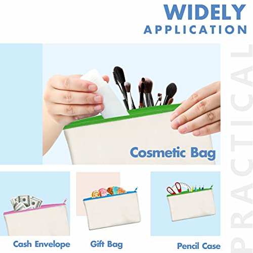 8 Pack Canvas Colorful Zipper Bags, DIY Craft Bags Travel Canvas Makeup Pouches for Cosmetic Toiletry Stationery Storage (...