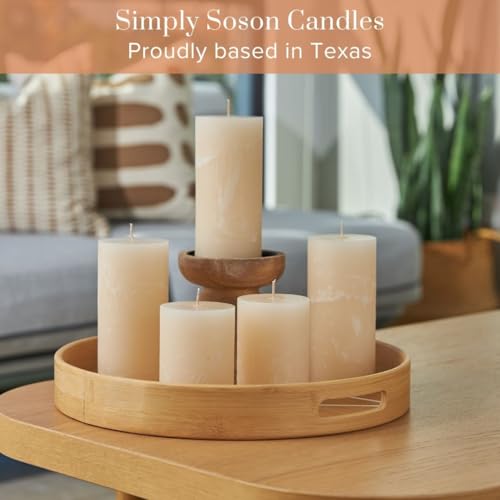 Simply Soson 3x6 inch Ivory Pillar Candles Set of 3, Rustic Texture, Unscented Ivory Candles, Dripless Candles, 3 inch Pil...