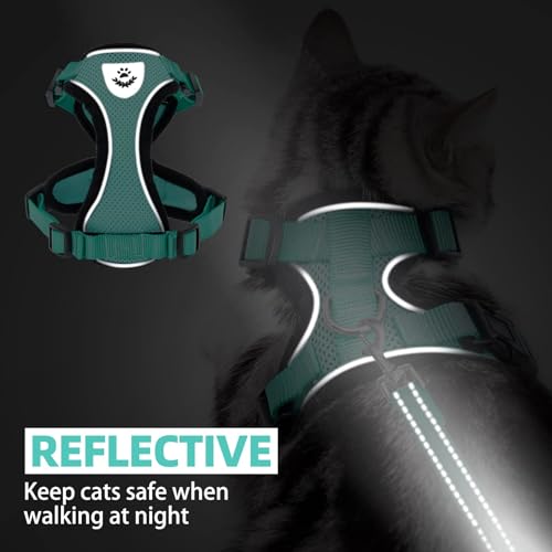 PUPTECK Cat Harness and Leash Set Escape Proof Reflective Cat Walking Harness Adjustable Soft Breathable Mesh Vest for Sma...