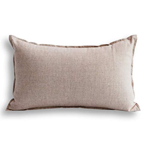 Jeanerlor Cotton Linen Soild Decorative Yellow 12"x20" Lumbar Throw Pillow Case Cushion Cover with Twin Needles Stitch on ...