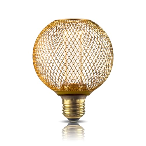 Harwez Decorative LED Light Bulb, Golden Metal Mesh Cover, E26 Medium Base, LED Lights for Bedroom Floor Lamp, Ceiling Lig...