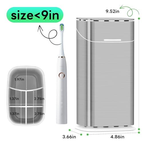 GFWARE Toothbrush Holders with Cover - Electric Toothbrush Length Less Than 9 inches, 5 Slots Tooth Brush Holder for Bathr...